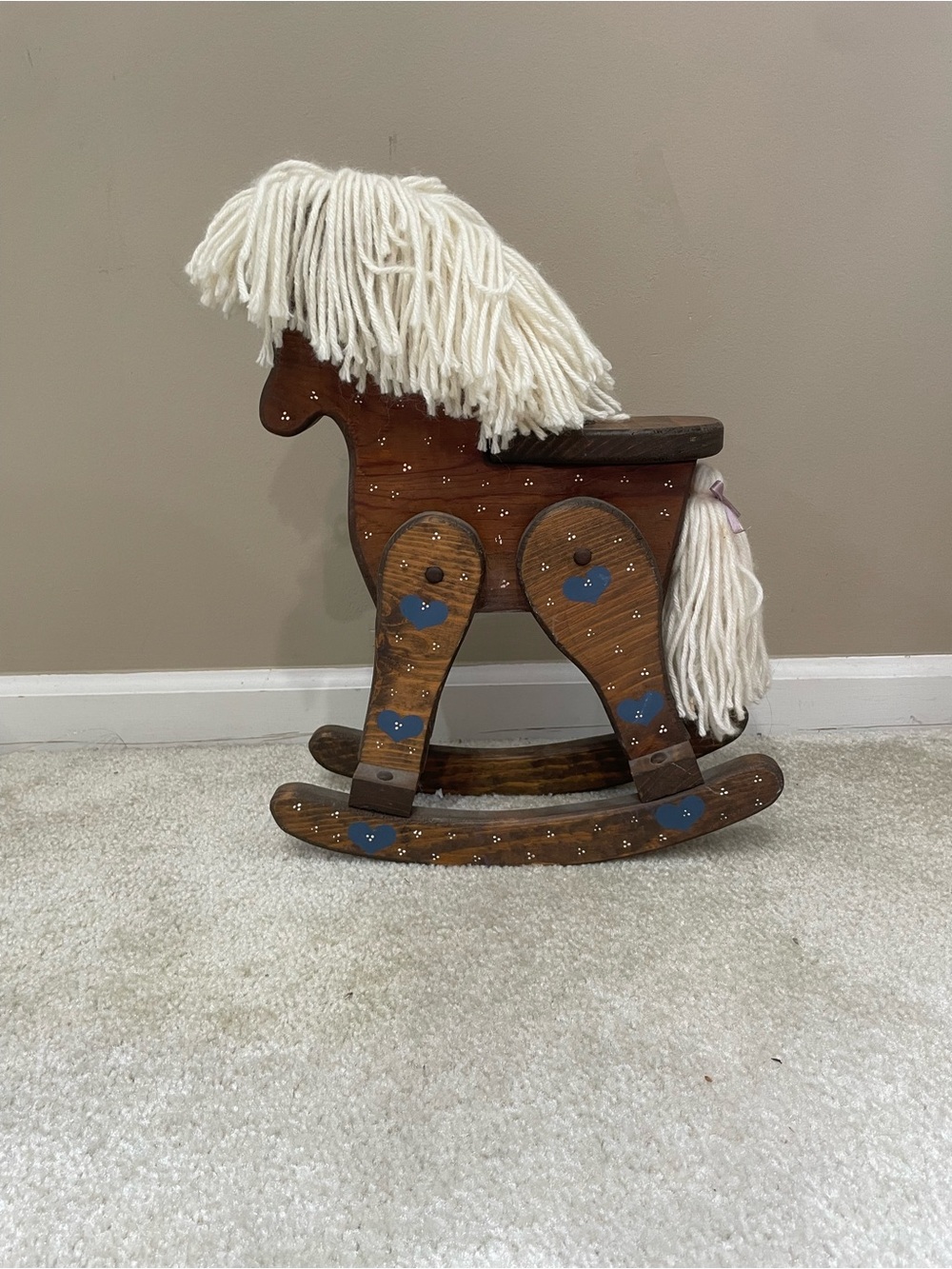 Vintage handmade wooden decorative rocking horse